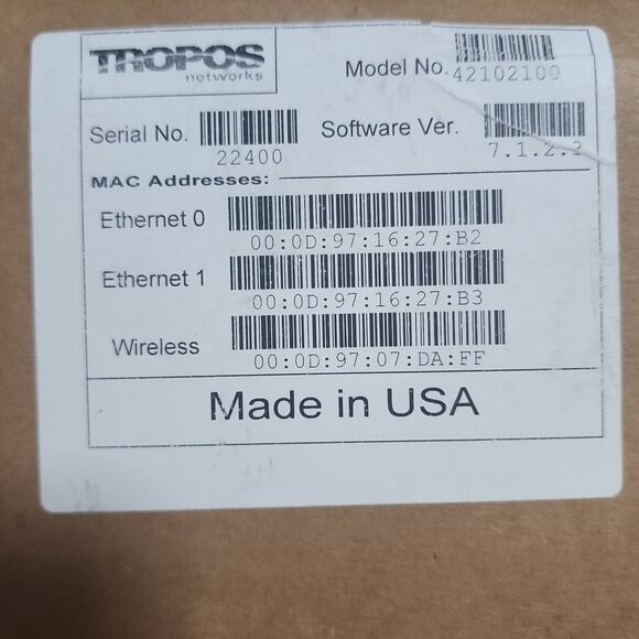 Tropos Networks Model 4210 Mesh Router/Unopened Box/Made in USA 42102100 - Picture 2 of 2